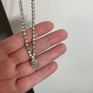 Vintage Sparkly Necklace - Tennis with Drop Pendant Style